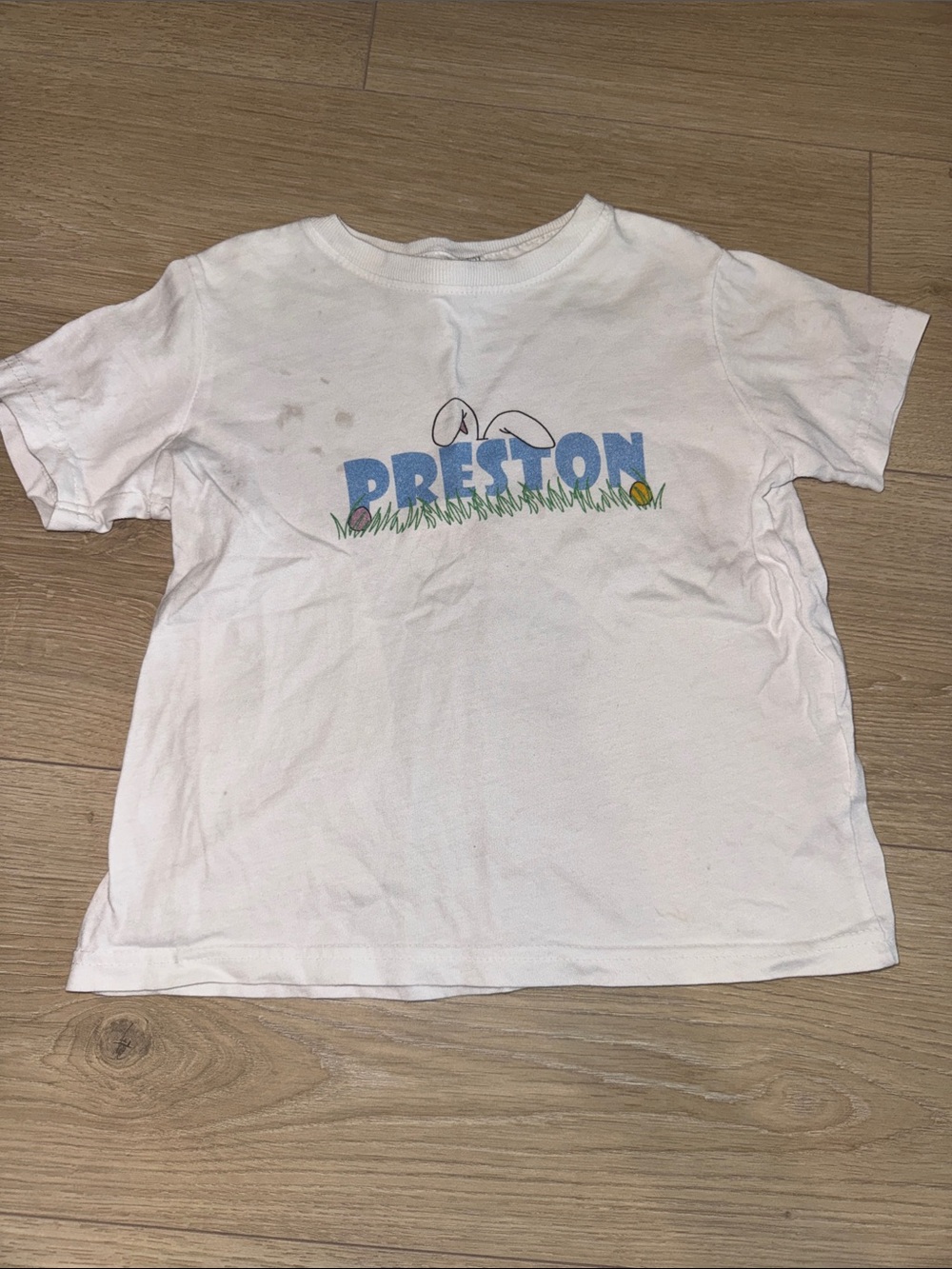 Rabbit Skins White Short-Sleeve Preston Graphic Tee with Blue Lettering